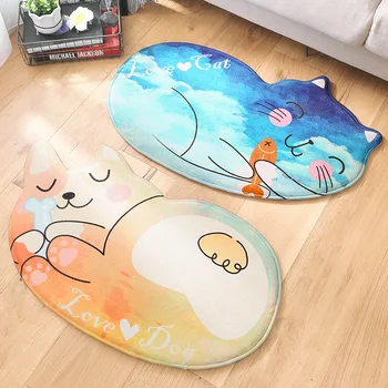 

Cat Dog Abstract Cartoon Carpet Door Home Floor Mats Bathroom Kitchen Non-slip Absorbent Pad