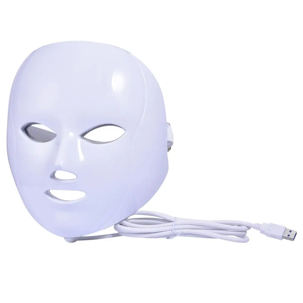 7 цветов светодиодный маска для лица шеи микро-ток анти удаление морщин, акне омоложения кожи Электрический аппарат для ухода за лицом