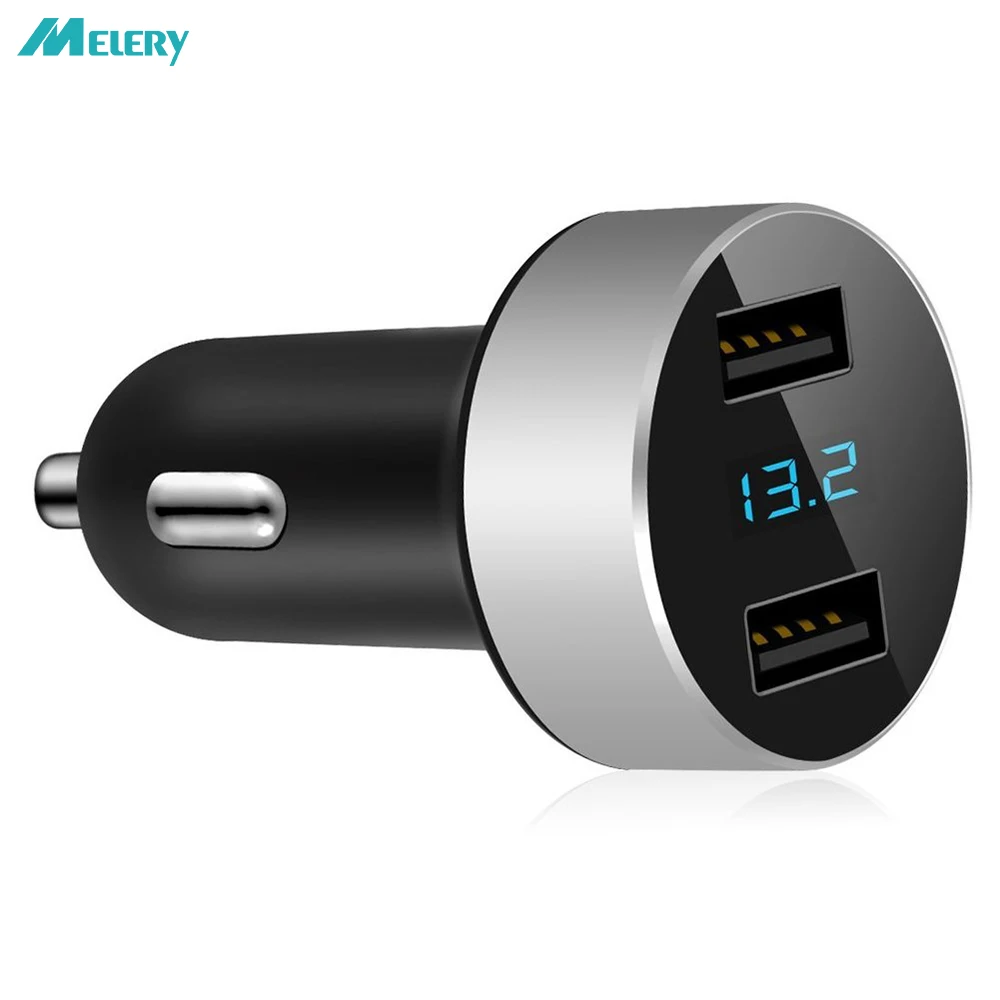 Dual USB Car Charger LED Display Voltage and Current Monitor USB