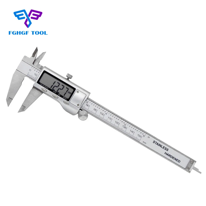 FGHGF 0-6 дюймов инструмент суппорт Pachymeter нержавеющая сталь электронные цифровые Штангенциркули точность Метрическая беседа pachometer - Цвет: Серебристый