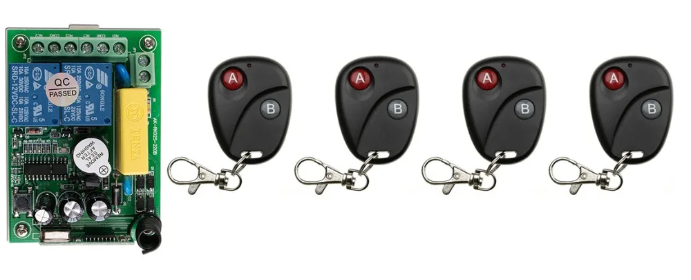

AC220V 2CH 2Channe Wireless Remote Control Switch System teleswitch 1*Receiver + 4*Transmitters for Appliances Gate Garage Door