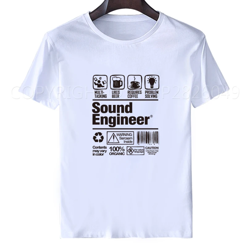 

2019 Print Summer men Work Shirts Crew Neck Comfort Soft Sound Engineer Explained t shirt Short Sleeve Mens Shirt