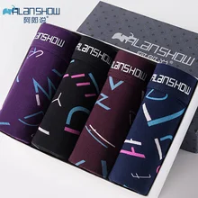 ALANSHOW, 4 шт./лот, мужское нижнее белье, мягкие боксеры, Модальные боксеры, мужские одноцветные боксеры, шорты размера плюс, боксеры, удобное Мужское нижнее белье