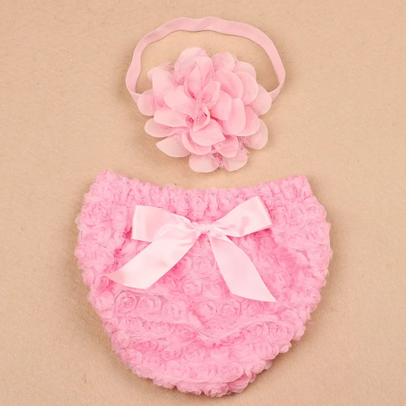 Girls Cotton Tulle Ruffle with Bow Shorts Baby Bloomer Diaper Cover and Headband Set