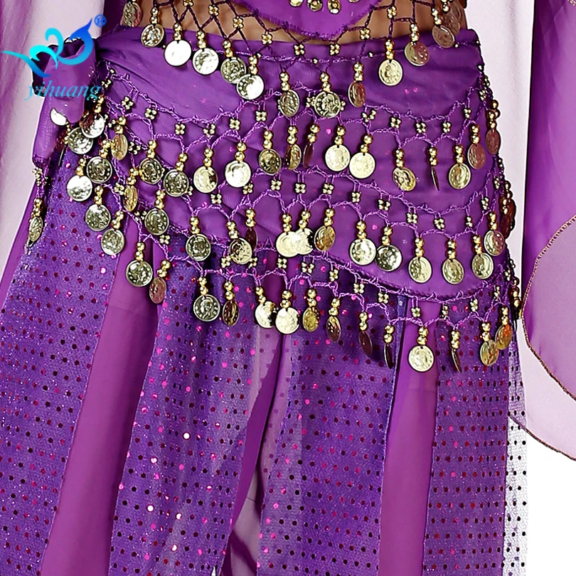 Арабский костюм для танца живота вечерние хип шарф музыкальный фестиваль Одежда Пояс Хэллоуин юбка с золотыми монетами Болливуд Цыганский живот