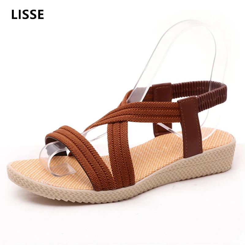 LISSE Plus Size 35-41 Summer Women Sandals Flats New Fashion Shoes For Casual Rome Style Non-slip Beach | Обувь