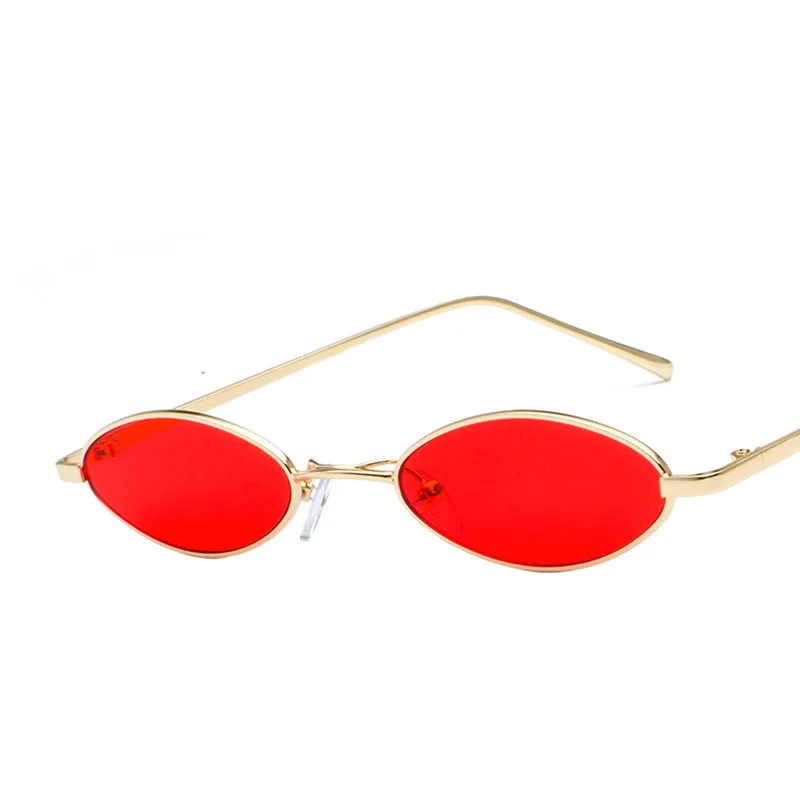 YOOSKE маленькие солнцезащитные очки кошачий глаз женские Металлические овальные ретро очки прозрачные женские круглые кошачьи глаза солнцезащитные очки мужские UV400 оттенки - Цвет линз: Gold Red