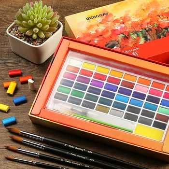 

36 color solid watercolor paint set beginner hand-painted brush tool set art student children adult art supplies