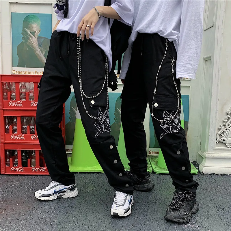 Брюки женские 2019ins Harajuku стиль bf уличный Ретро Вышивка Свободные повседневные