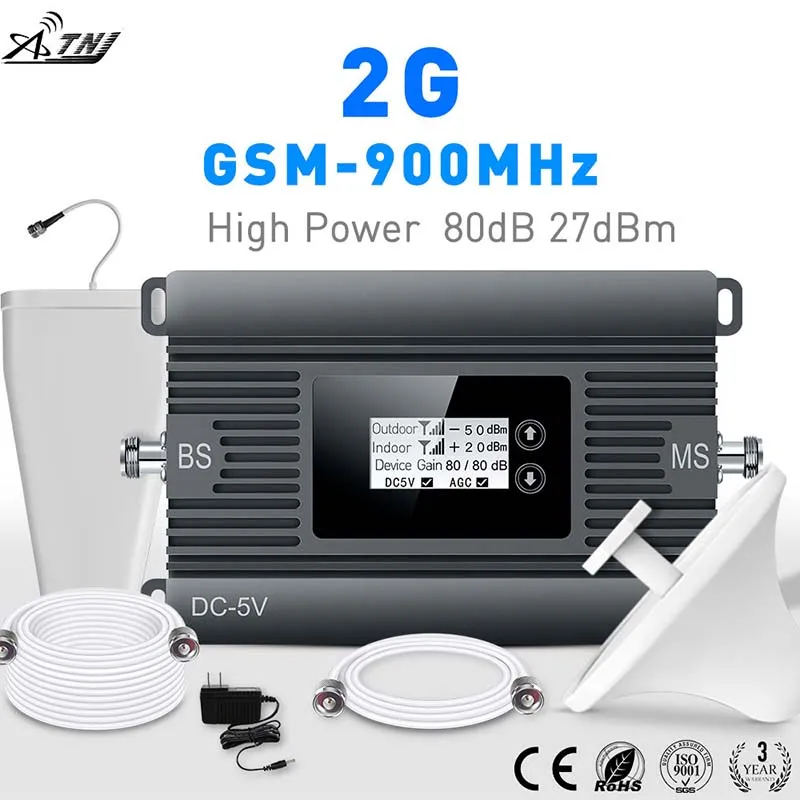 

High Power mini 900mhz GSM 2G mobile signal booster 80dBi signal repeater 2g gsm cellular signal amplifier kit with LCD display