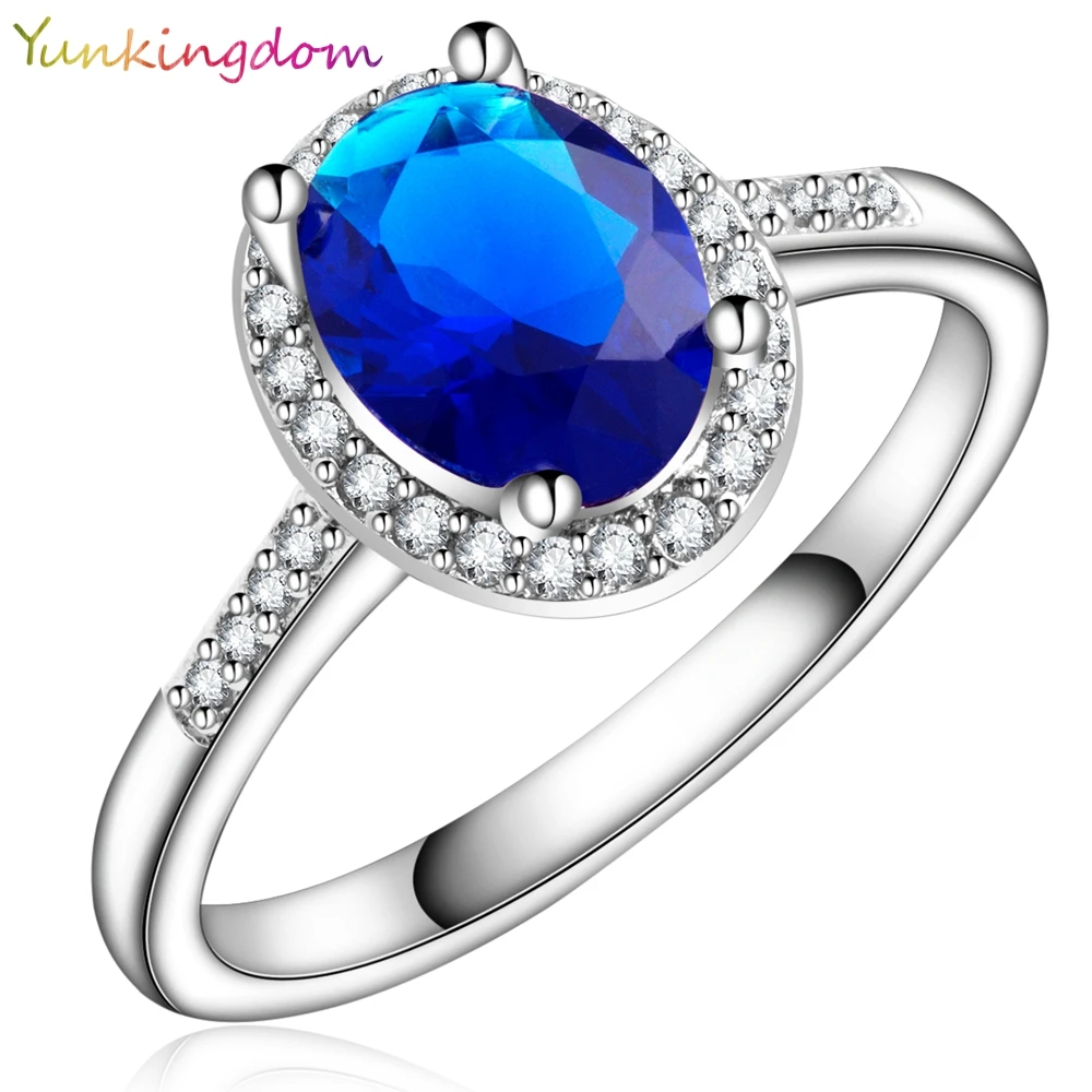 

Yunkingdom oval zircon crystal wedding Ring fashion dark blue rings for Women costume jewelry X0022