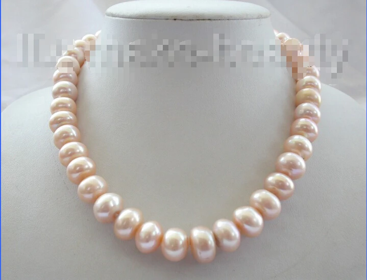 

shipping stunning BIG 14mm baroque PINK freshwater cultured pearl necklace b376