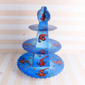 

spiderman Theme Decorate Birthday Party 3 Tier Cupcake Holder Kids Boys Favors Baby Shower Cake Stand 1set/pack