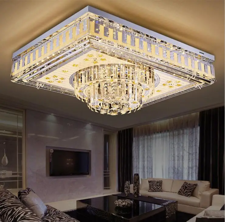 

Living room lights luxury crystal lamp rectangular led bedroom meal ceiling lamp hall Promise colorful bedroom lights decorated
