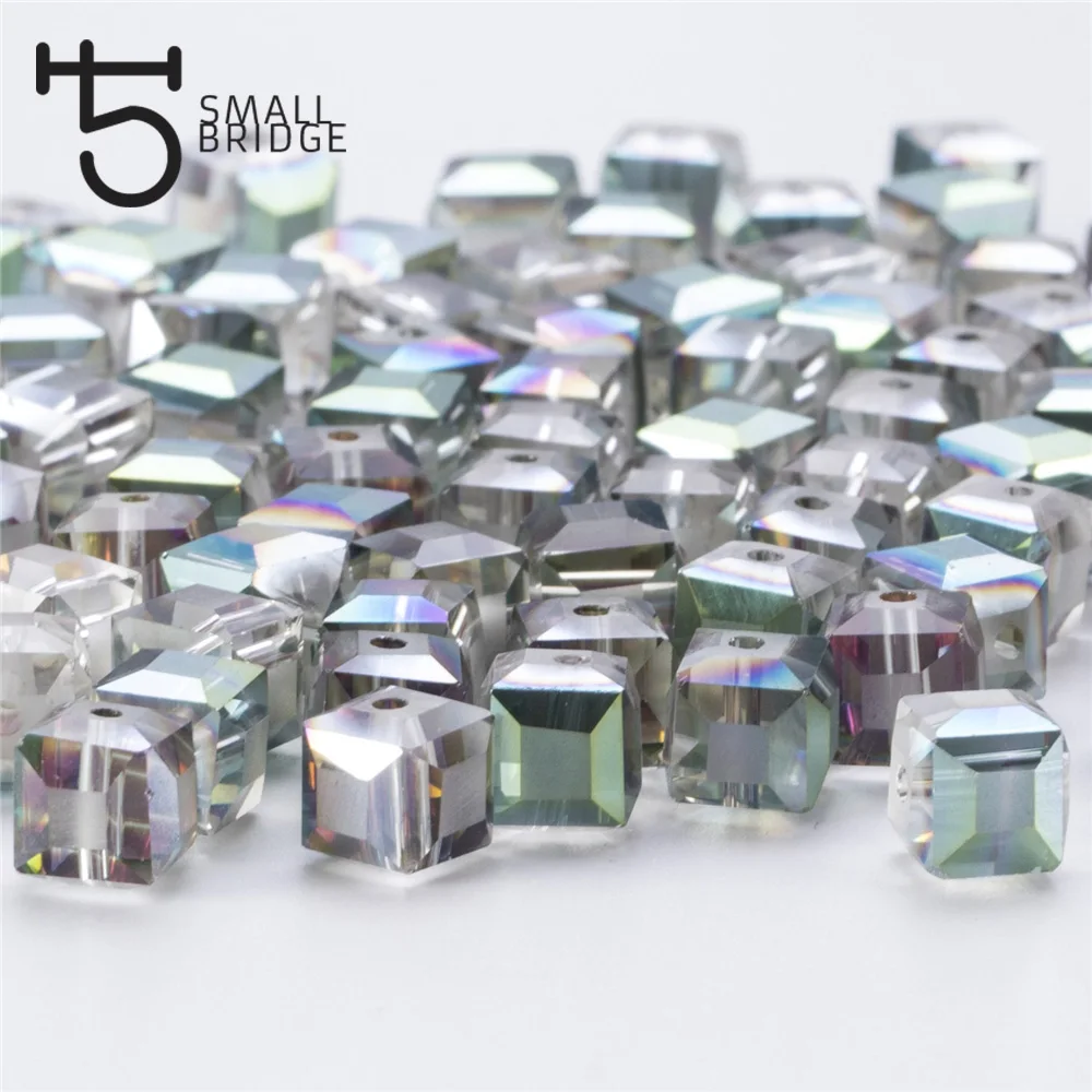 Buy 8mm Transparent Green Crystal Square Beads For