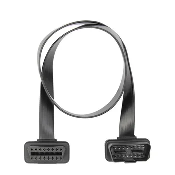 

16 Pin Ultra Flat Low Profile Male to Female OBD II 2 Extension Cable 60cm X2