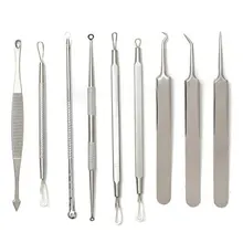 9 шт./компл. для удаления угрей, акне иглы из нержавеющей стали для прыщей, черных точек инструмент для удаления дефектов кожи моющее средство Красота уход за кожей лица чист инструменты