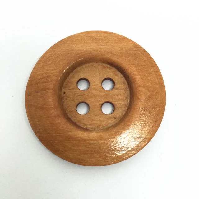 Chenkou Craft 20pcs Large Size 60mm Brown Round Wood Buttons 4 Holes Craft Sewing Button