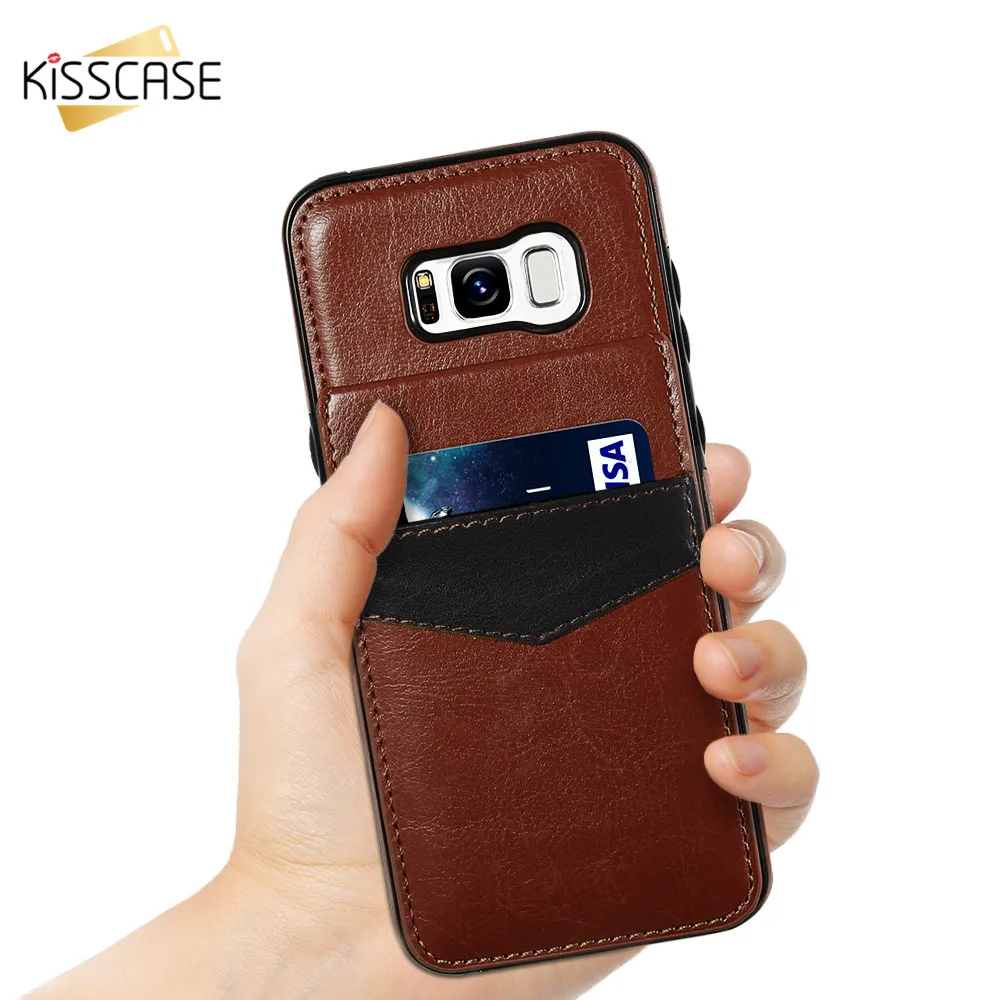 

KISSCASE Retro Card Slot Holder Case For Samsung Galaxy S8 S8 Plus Real PU Leather Phone Cases For Samsung S6 S7 Edge Bag