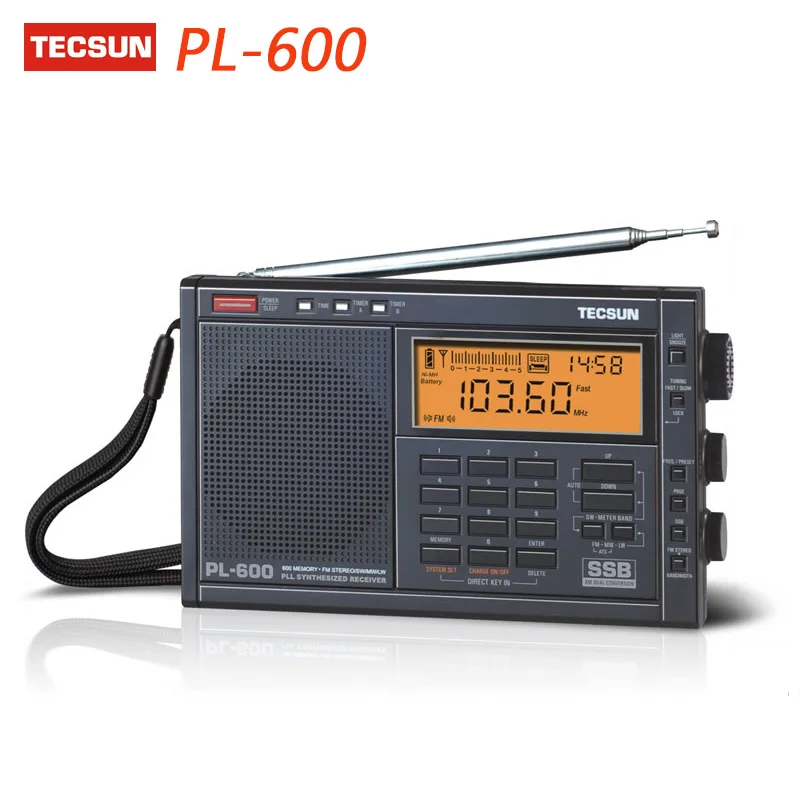 TECSUN PL-600 цифровой радио тюнинговый Полнодиапазонный FM/MW/SW-SBB/PLL синтезированный стерео радиоприемник