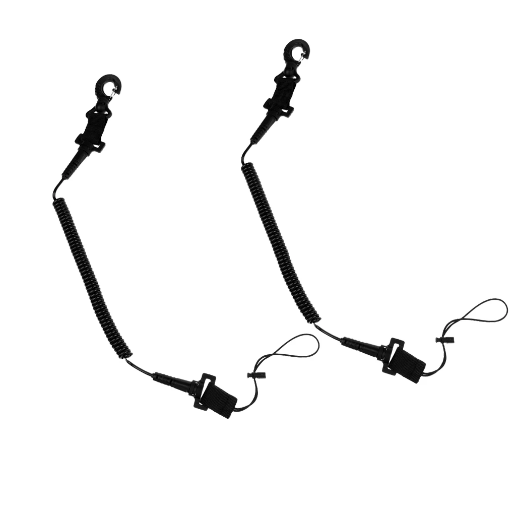 2 Pieces Protable Safety Camera Coil Lanyard Spring Clips Buckle for Scuba Diving Snorkel