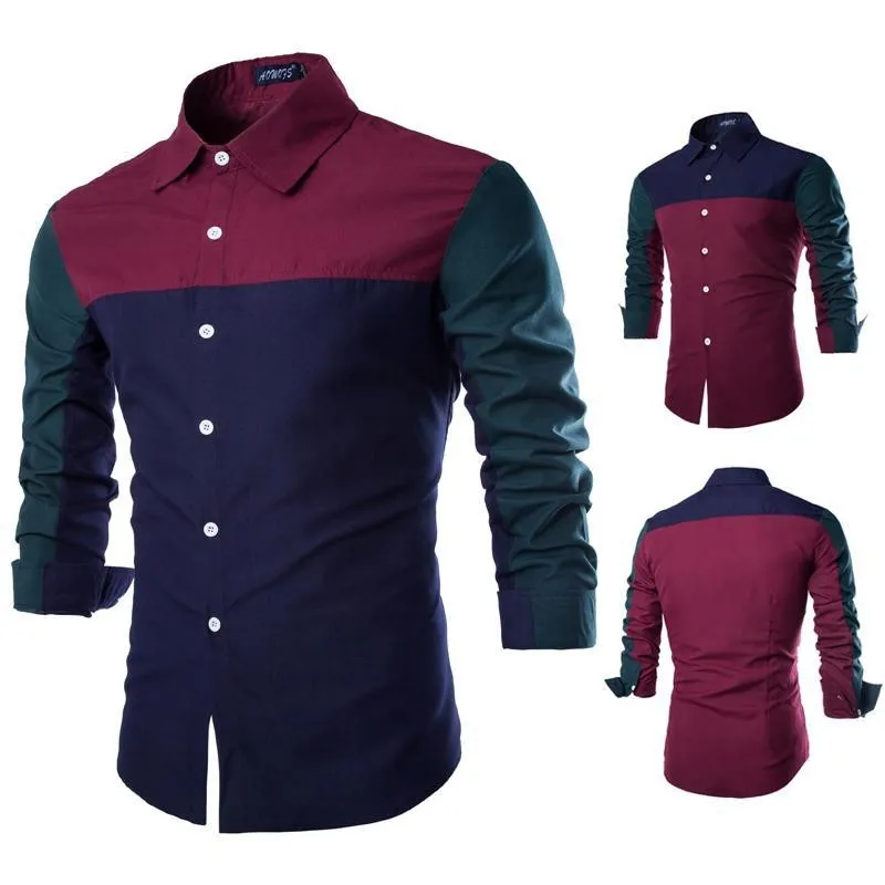 Brand New font b Men s b font Casual font b Shirt b font Social Contrast