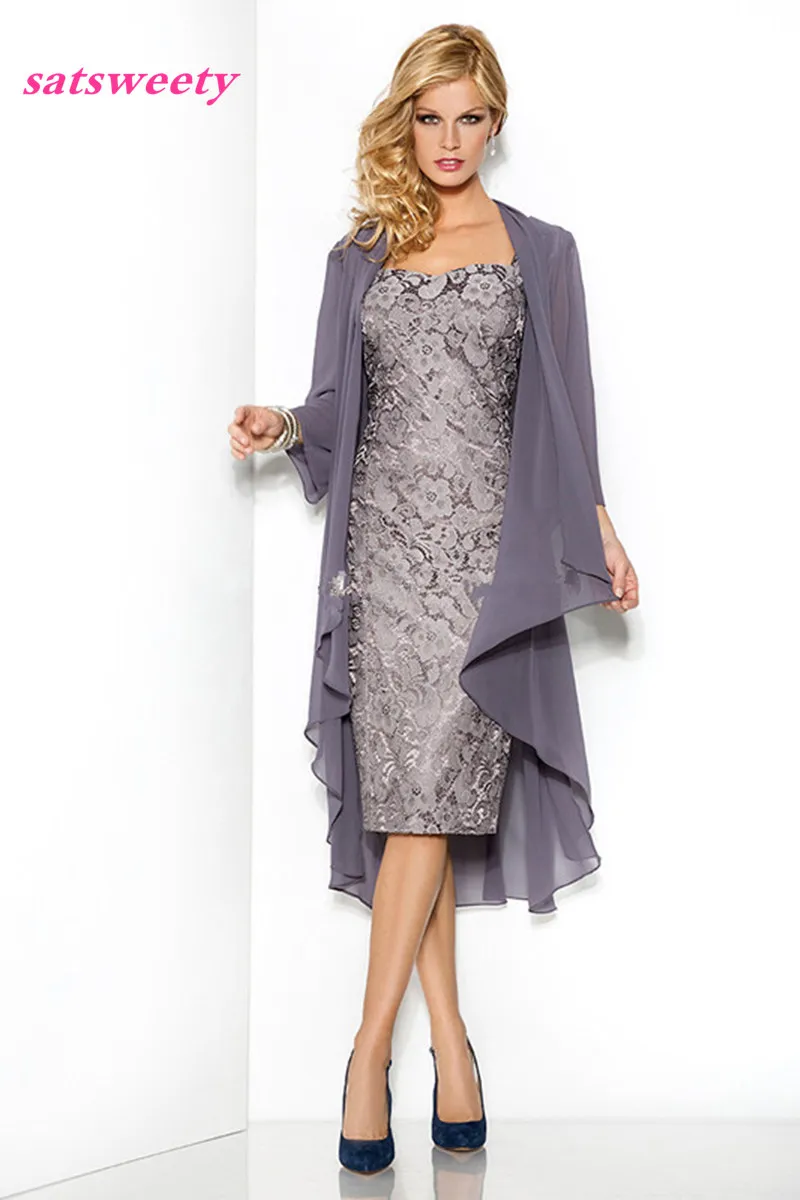 2017-hot-Lace-Up-Sheath-Sweetheart-Knee-Length-Gray-Silver-Blue-Lace-Chiffon-Short-Mother (2)