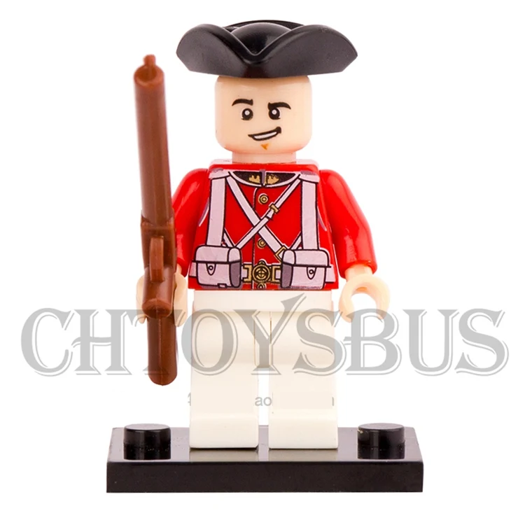 

Single Sale Pirates of the Caribbean Red Uniform Imperial Soldier Guards with Weapon DIY Building Blocks minifig Kids Toys