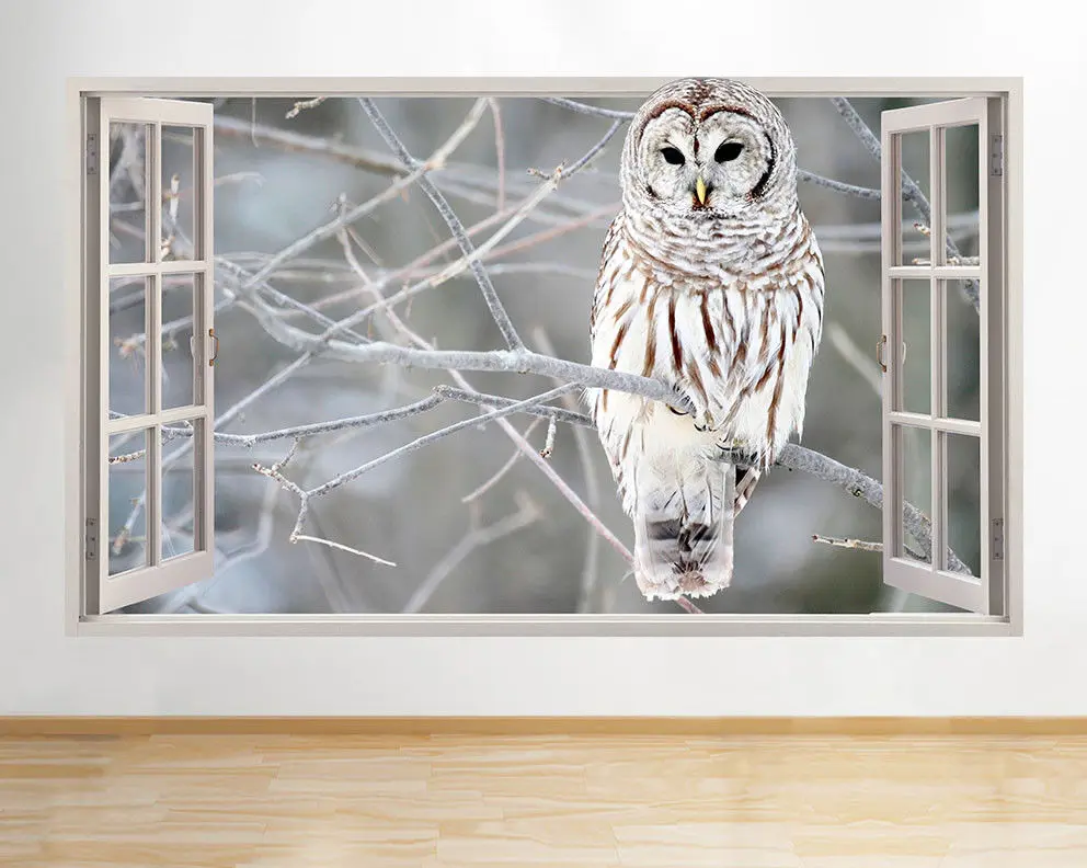 Free shipping Owl Bird Window 3D Wall Decal Art waterproof Removable