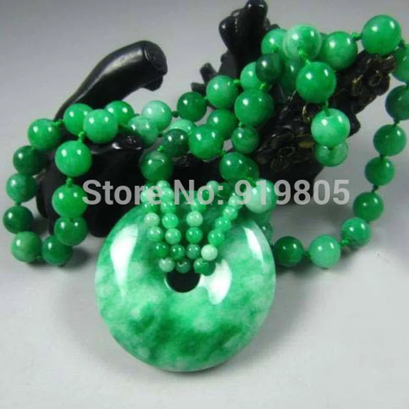 

KYSZDL new factory direct wholesale boutique upscale Ping Yang green yu stone clasp necklace sweater chain pendant jewelry gift