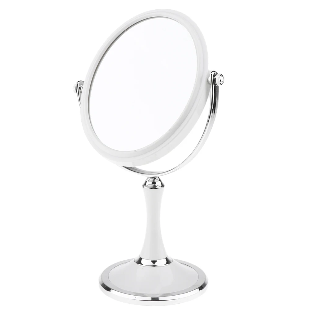 Bathroom Vanity Double Sided Freestanding Pedestal Makeup Shaving Mirror with Regular View and 3X Magnification