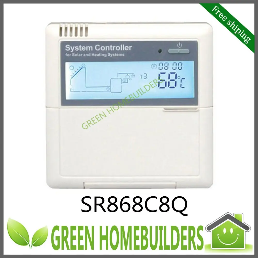 SR868C8Q Solar Water Heater Controller one Delta T 2 PT1000 and 3 NTC 10k Sensor RPM Speed