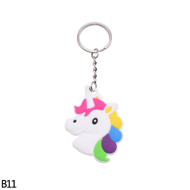 5/10pc Rainbow PVC Cute Animal Horse Unicorn Keychain Alloy Key Ring For Men Women Bag Phone Car Key Chian Decoration Gift Favor - Цвет: B11