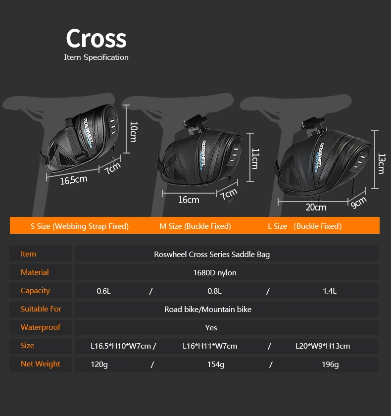 Discount Roswheel Cross Series 131455 Mountain Road Cycling Bike Bicycle Back Rear Tail Seat Saddle Bag Pouch Pannier Sack Wedge Pack 6 Discount Roswheel Cross Series 131455 Mountain Road Cycling Bike Bicycle Back Rear Tail Seat Saddle Bag Pouch Pannier Sack Wedge Pack 6