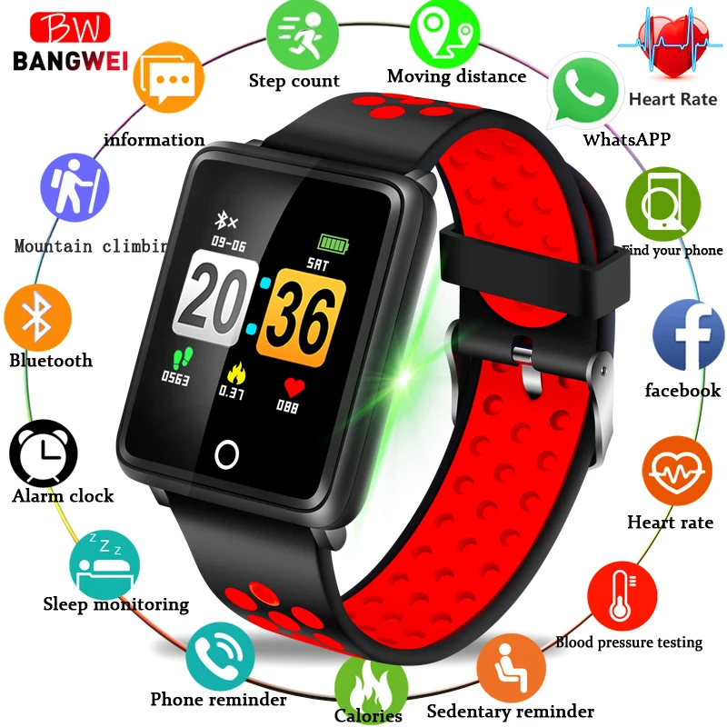 

2019 BANGWEI Brand Sport Smart Watch Men Fitness Blood Pressure Heart Rate Monitor Pedometer Tracker Bluetooth Smart Wristwatch