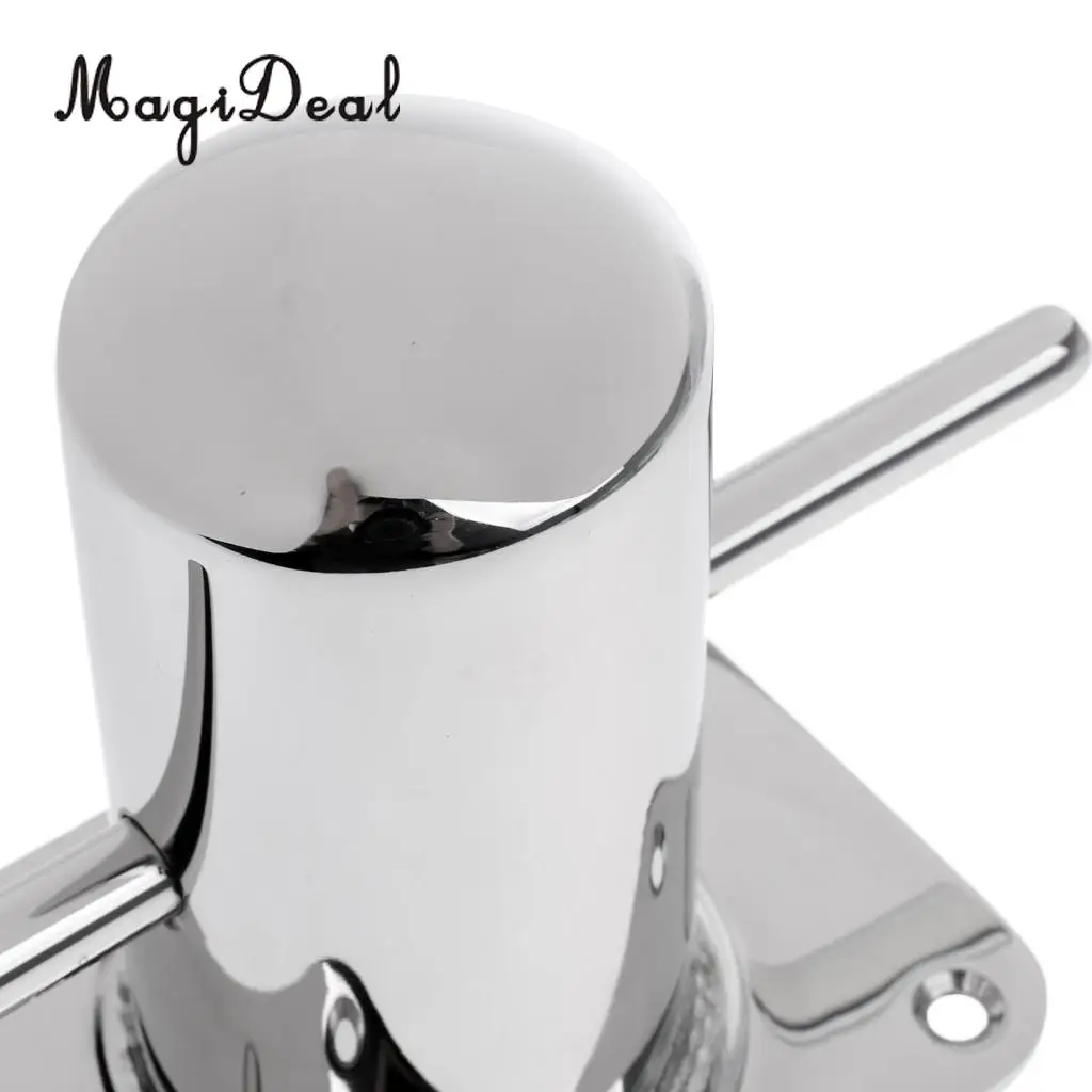 MagiDeal Polished Marine 316 Stainless Steel Single Cross Bollard Boat Yacht Mooring Cleat Hardware With Heady Duty Base Silver