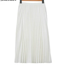 Sherhure Модная высокая талия женские белые плиссированные юбки Бохо женские весенние трапециевидные юбки Faldas Jupe Femme Saia