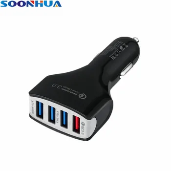 

SOONHUA Universal Car Charger QC3.0 4 Port USB Quick Charging Adapter With Multiple Protection For iPhone Samsung S7 Xiaomi HTC