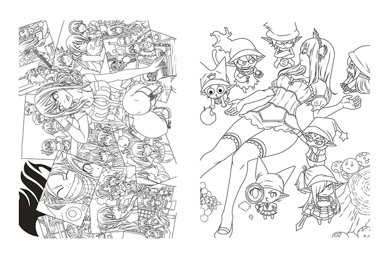 192 страниц аниме Fairy Tail антистресс книжка-раскраска для взрослых детей снять стресс живопись для рисования раскраска подарки