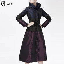 GBYXTY casaco de neve/большой размер 4XL, женский зимний толстый пуховик, Винтажный Длинный пуховик с бантом на поясе, парка mujer ZA715