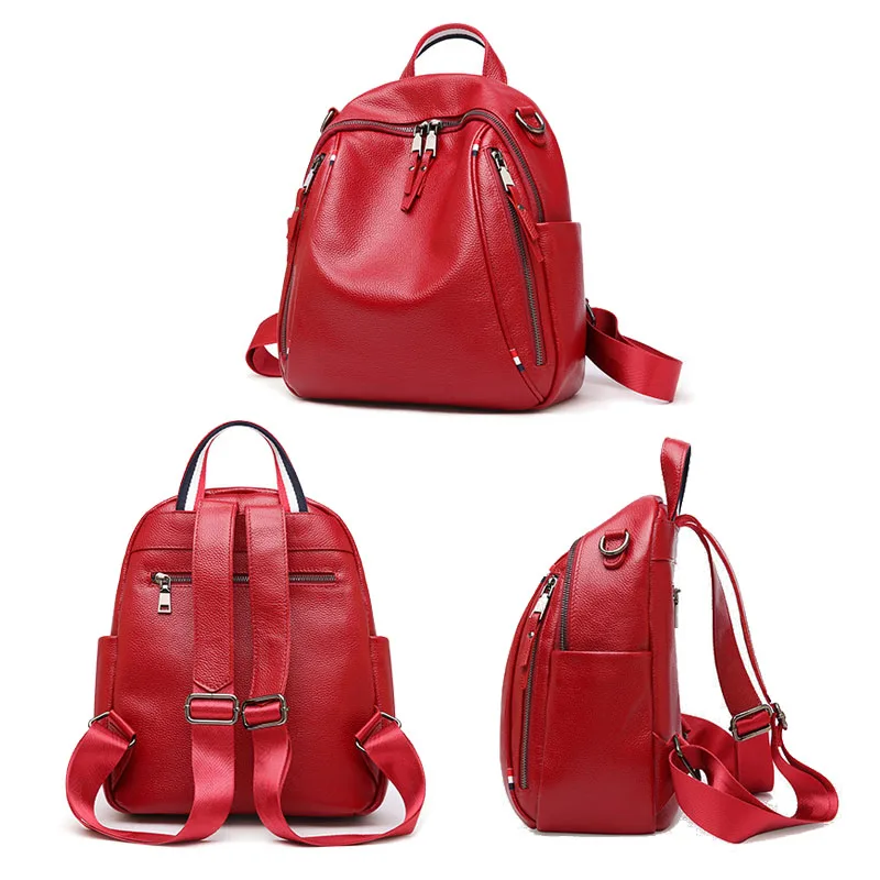 PASTE Women Backpack Genuine Leather Ladies Travel Bags Fashion Causal Bags High Quality Cowhide Preppy Style Red Schoolbag PASTE Women Backpack Genuine Leather Ladies Travel Bags Fashion Causal Bags High Quality Cowhide Preppy Style Red Schoolbag