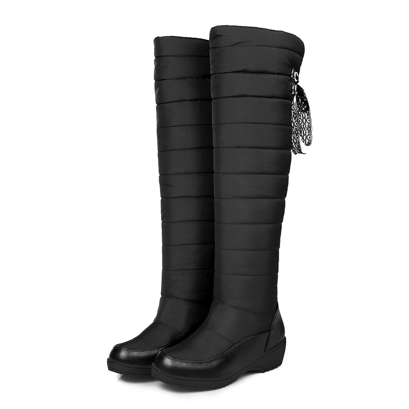 

New Arrival Women Warm Knee High Boots Russia Women Winter Boots Lady Female Waterproof Snow Boots Girls Winter Shoes Black/Blue