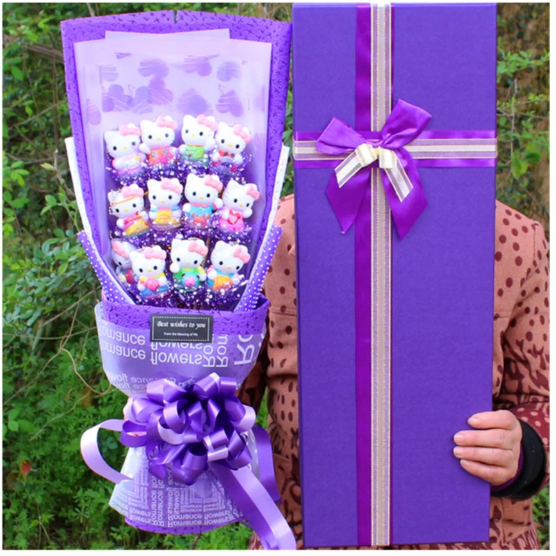 

Valentines Day Gifts Box-packed 12 Constellations Cat Model Cartoon Doll Bouquets Box Creative Handmade Rose Gift for Girl H260