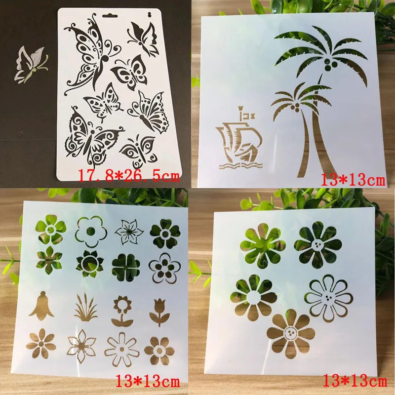 

4pc/set Stencil Reusable Template DIY Scrapbooking Album Drawing Painting Mesh Bullet Journal Stencils For Paint Crafts Painting