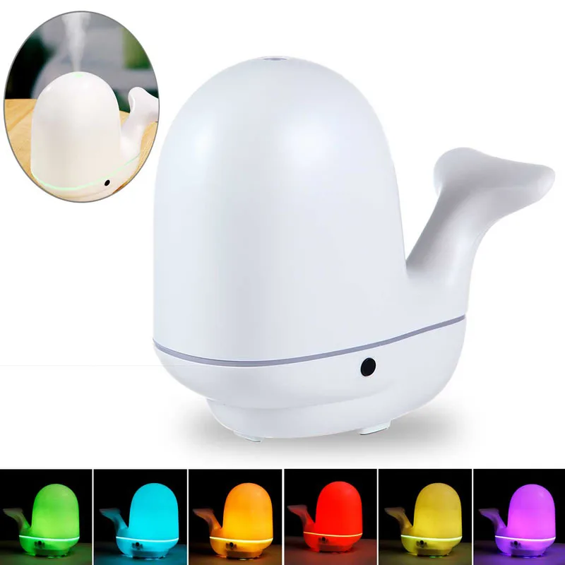 

200ml USB Air Humidifier Whale Shape Mute Ultrasonic Aromatherapy Vehicle Car Home Office Mini Atomizer Mute Mist Maker