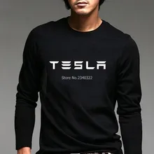 Новая мужская футболка Tesla с длинными рукавами и электрическим автомобилем, осенняя Весенняя хлопковая футболка с длинными рукавами для фанатов автомобилей