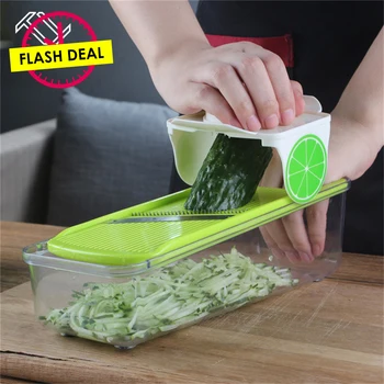 

TTLIFE Flash Deal Multifunctional Mandoline Vegetable Slicer with 4 Interchangeable Slicer Cooking Set Vegetable Grater Box