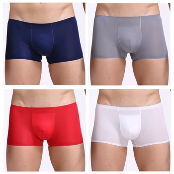 

4Pcs/lot men underwear Boxer shorts mens Ice silk sexy male men's underpants soft underwear men cueca boxer homme M-XXXL
