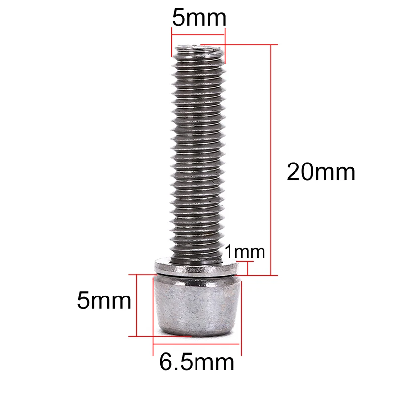 6 шт., винт для велосипедной гарнитуры, Сверхлегкий болт из нержавеющей стали, болт для велосипедного сиденья M5* 20 мм, винт для подъемного механизма для горного велосипеда, шоссейного велосипеда