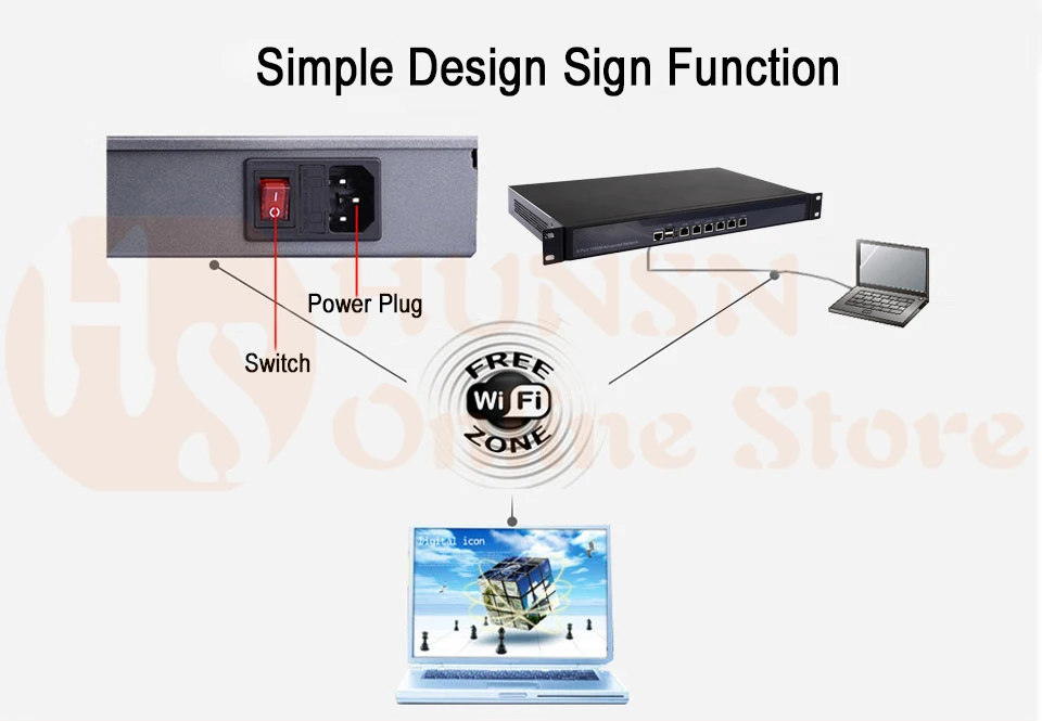 Firewall Mikrotik Pfsense Router PC D525 D510 HUNSN COM RS04 (05)
